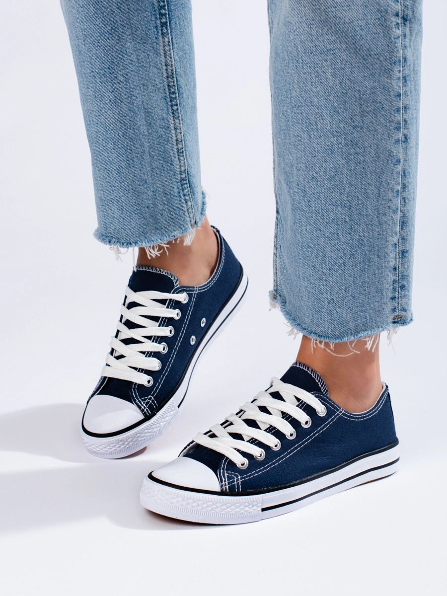 Adidași albaștri la modă pentru femei fără toc