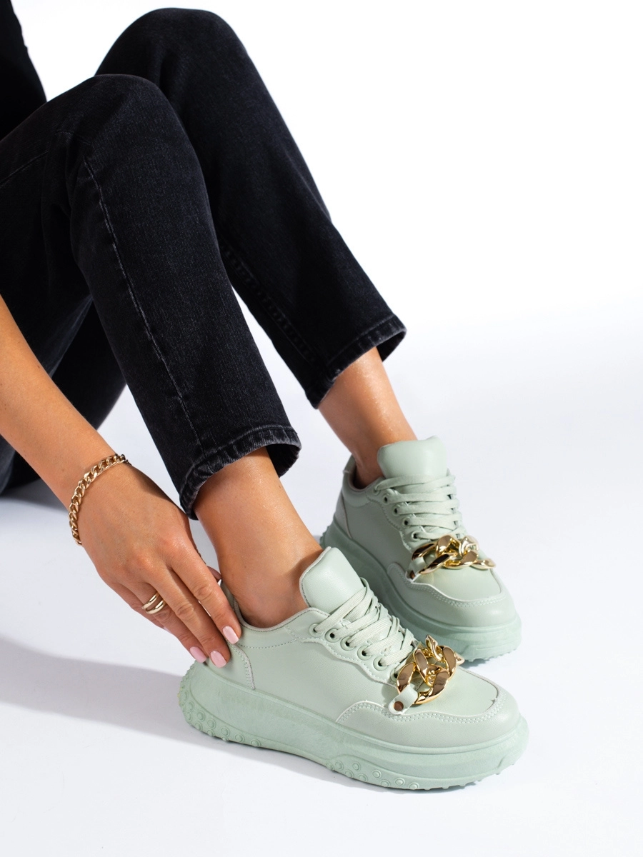 Adidași de designer pentru femei verzi fără toc