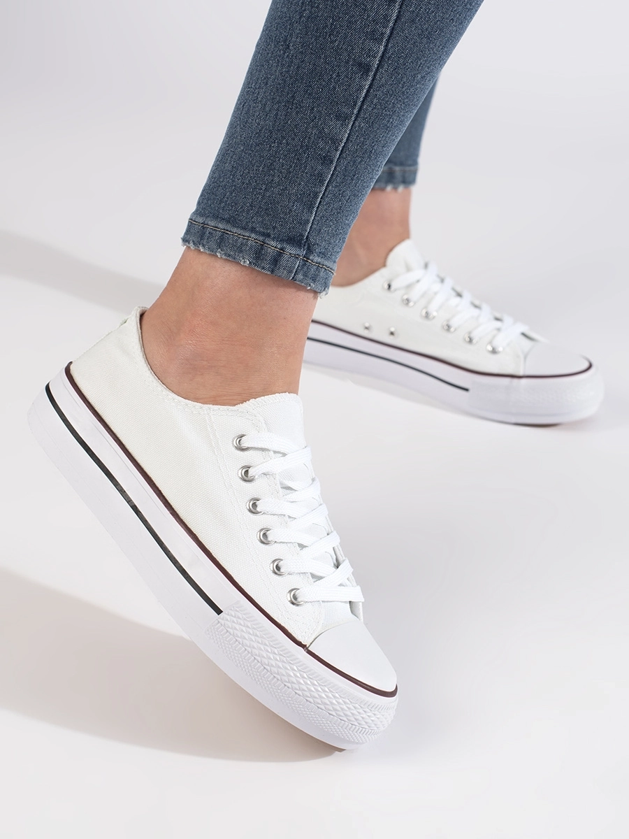 Adidași originali pentru femei, albi, fără toc