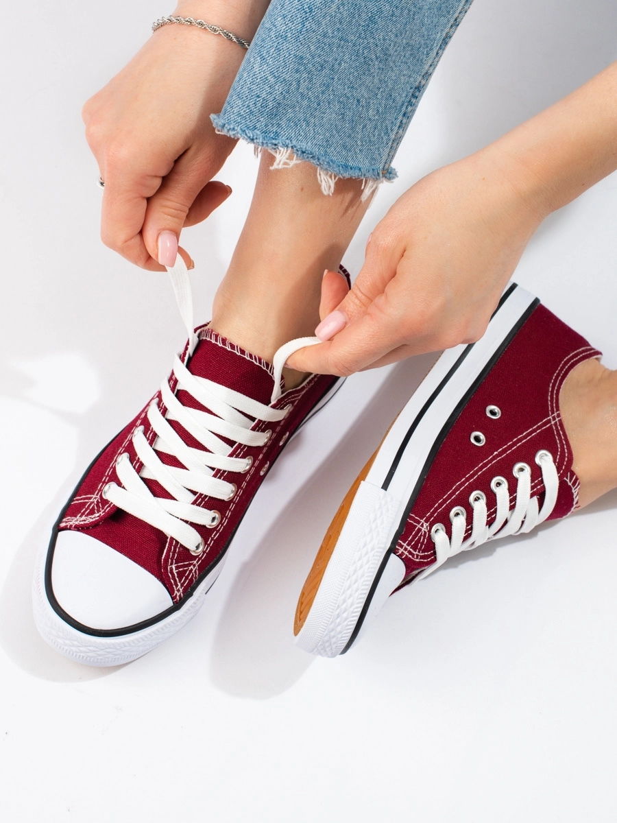 Adidași roșii de lux pentru femei fără toc