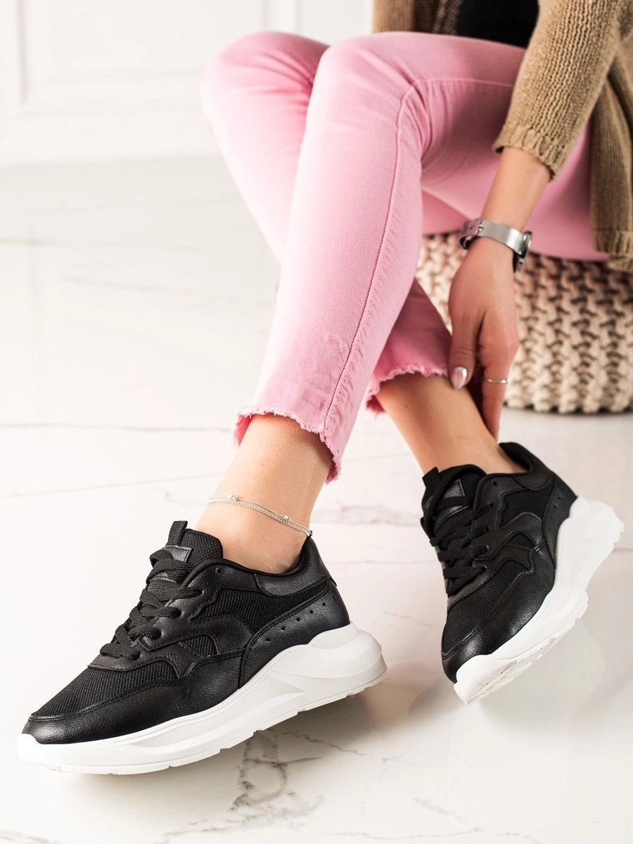 Adidași trendy femei negre fără toc