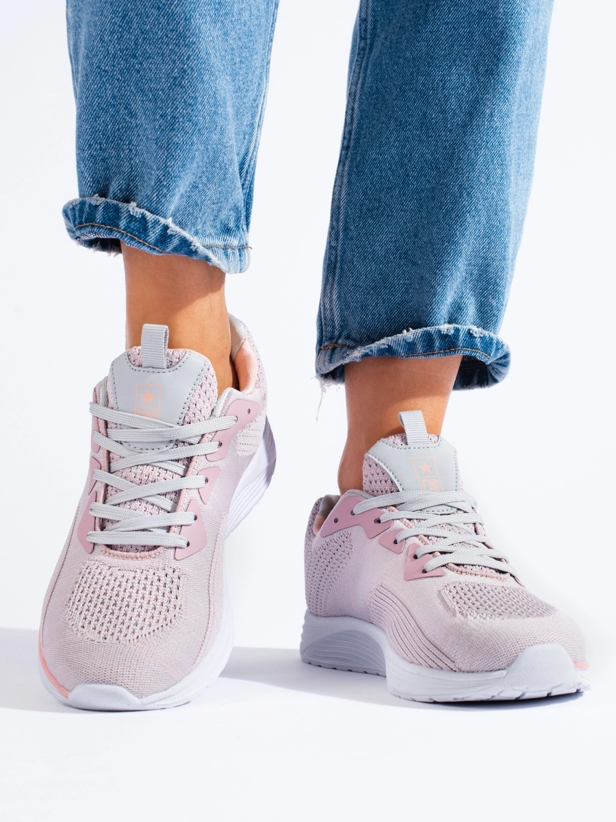 Pantofi de sport de lux roz pentru femei fără toc